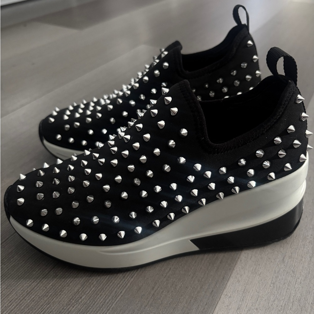 Black Studded Slip-On Sneakers